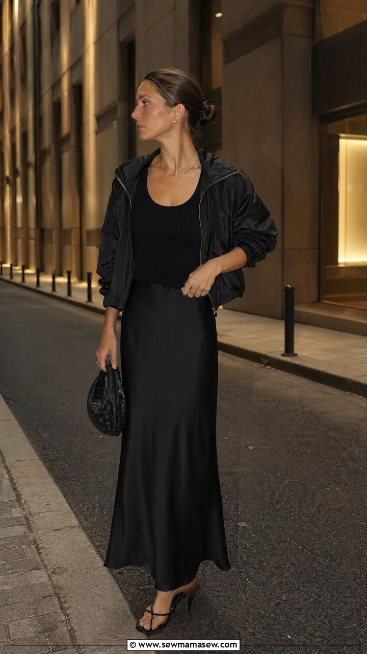 Windbreaker and Maxi Skirt Outfit - 35 windbreaker outfits inspo