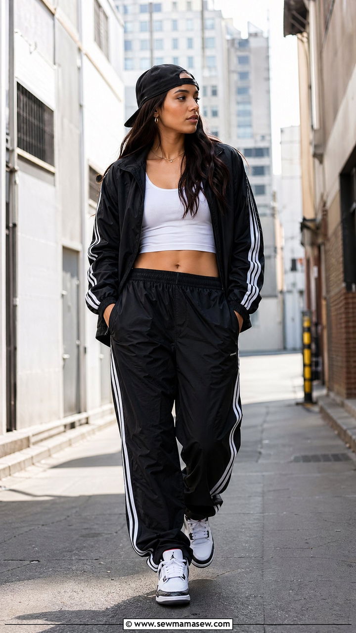 Windbreaker and Track Pants Outfit - 35 windbreaker outfits inspo