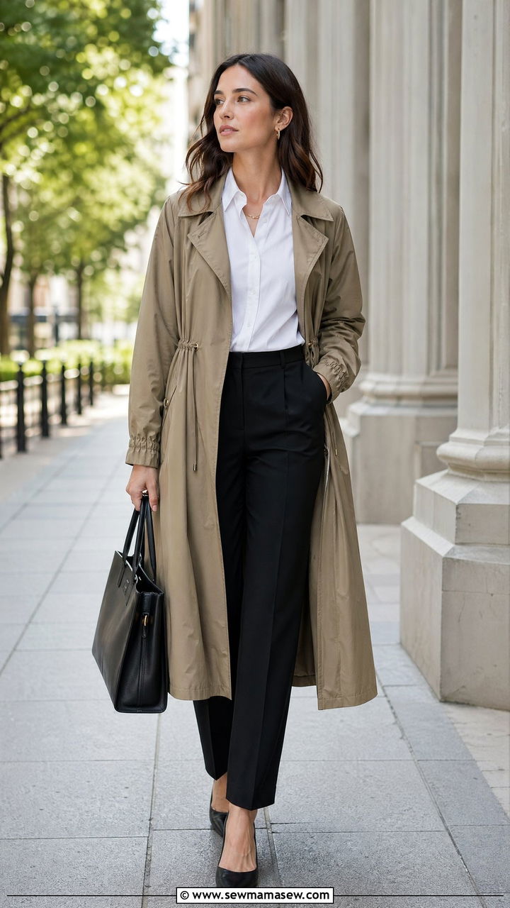 Windbreaker as a trench coat - 35 windbreaker outfits for women