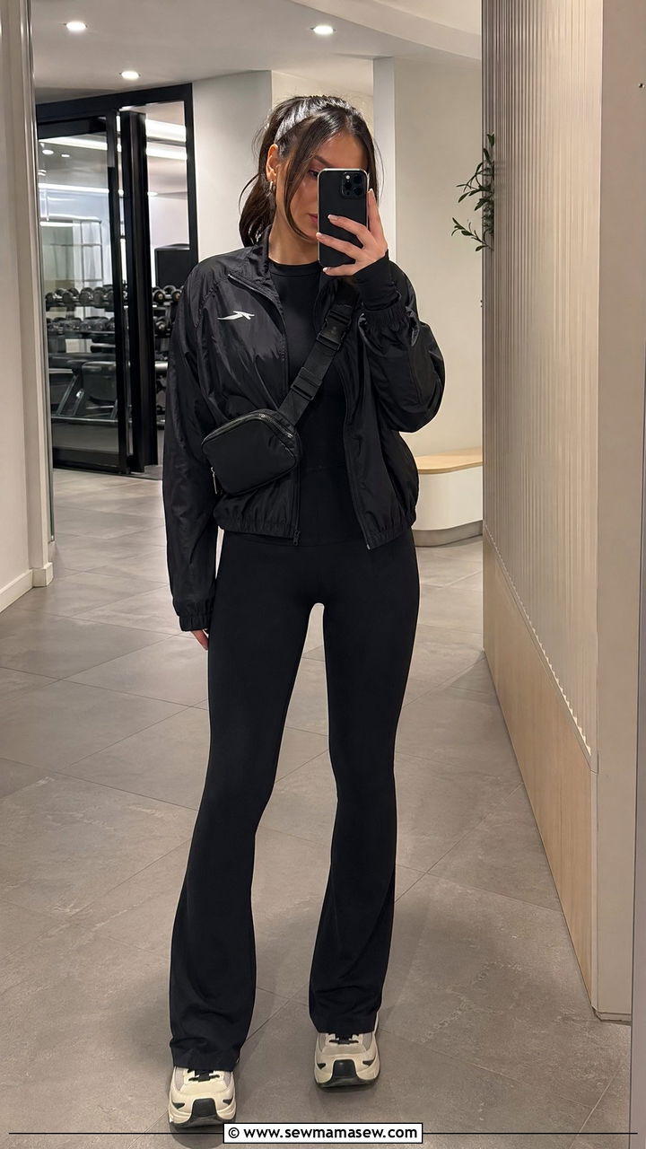 Windbreaker with Flare Leggings - 35 windbreaker outfits inspo