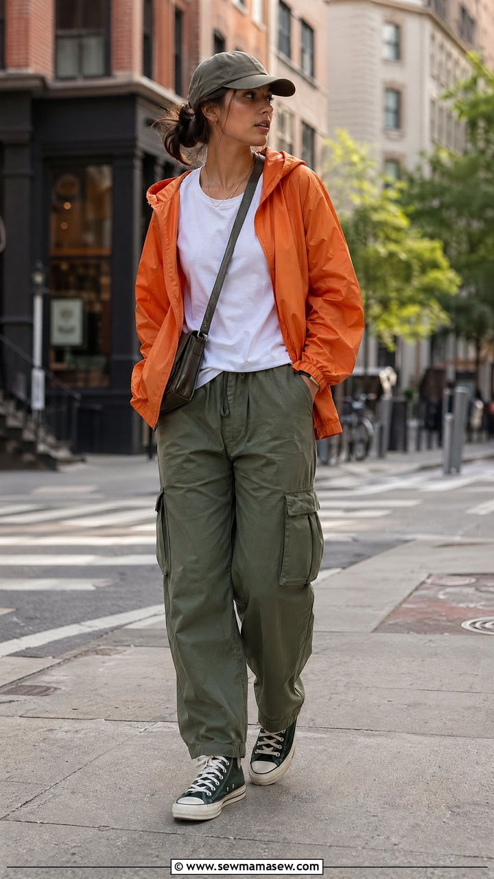Windbreaker with cargo pants - 35 windbreaker outfits for women