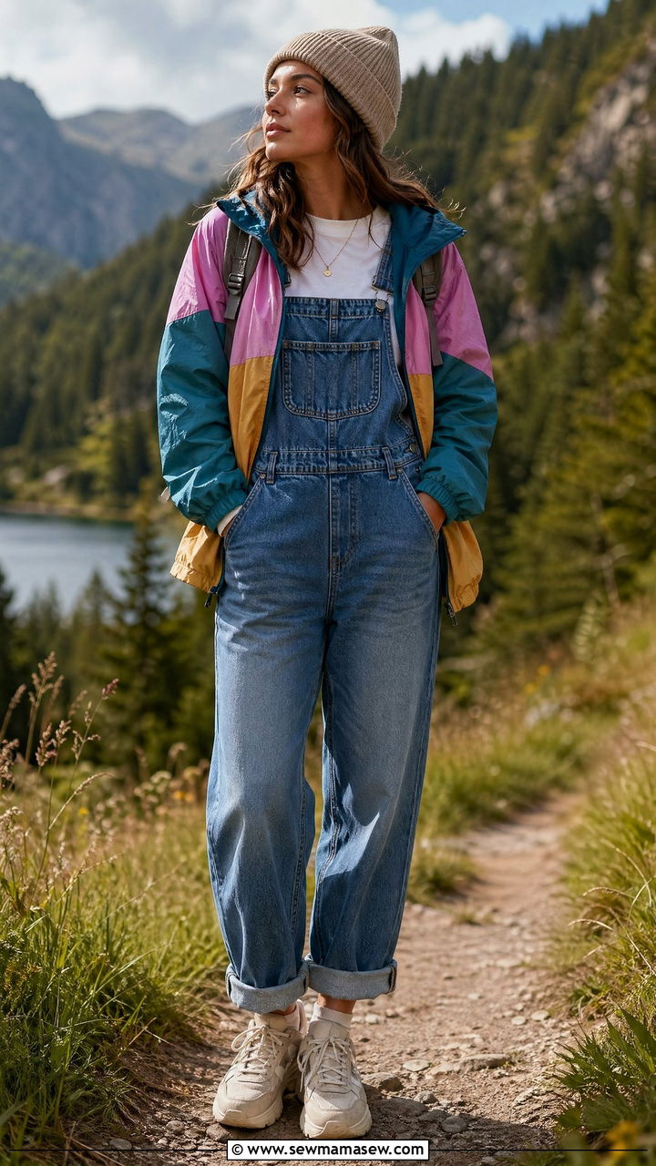 Windbreaker with overalls - 35 windbreaker outfits for women