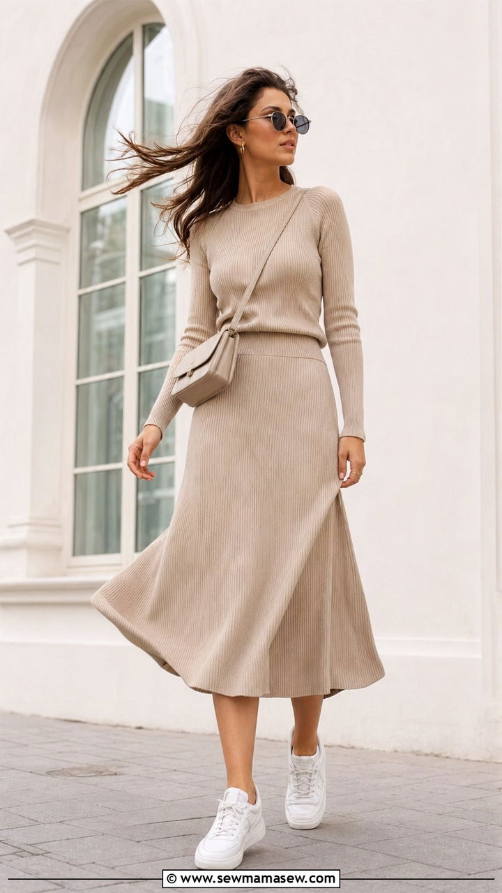 Windy Day Outfit With Matching Knit Co Ord Set - 30 windy day outfits