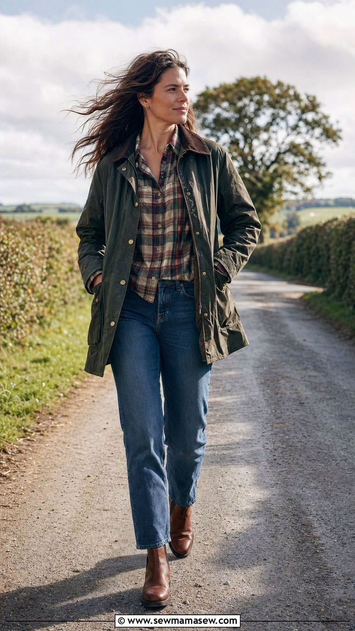 Windy Day Outfit With Waxed Cotton Jacket and Chelsea Boots - 30 windy day outfits