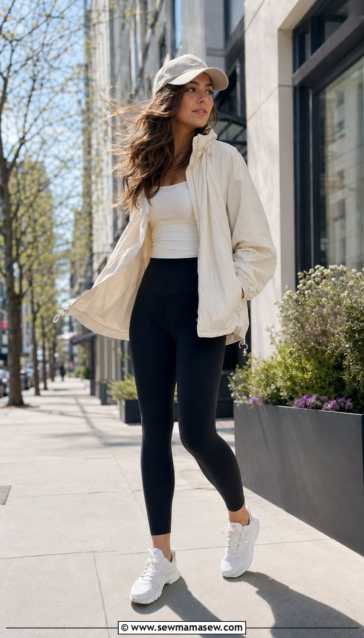 Windy day windbreaker outfit with leggings - 30 windy day outfits casual