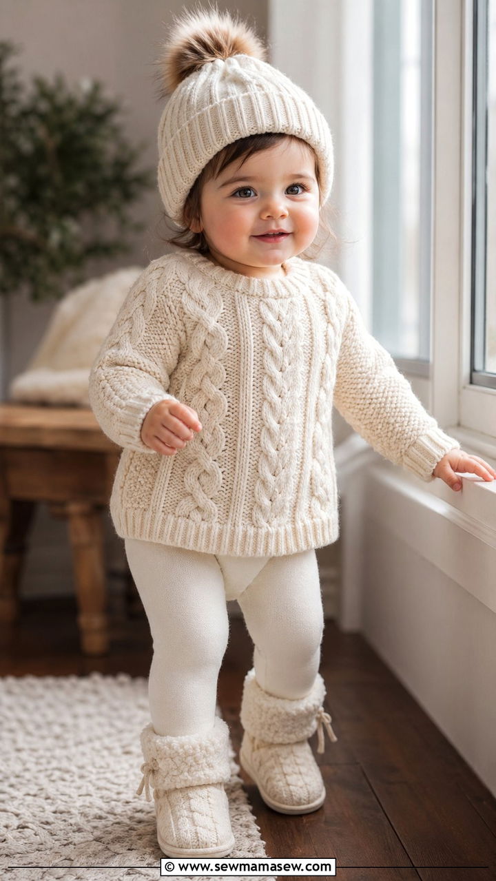Winter Sweater and Tights Outfit - 30 Baby girl outfit ideas