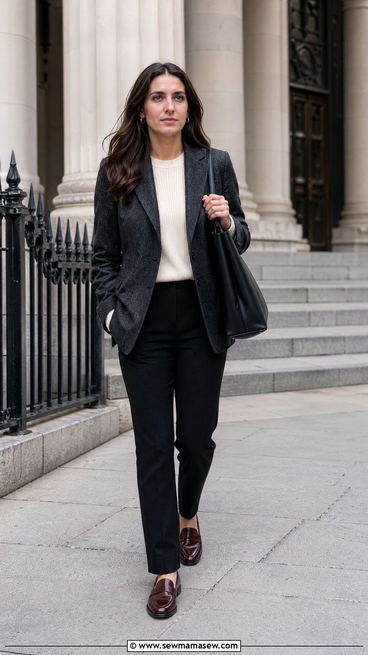 Wool Blazer And Loafers Court Outfit - 35 Court appearance outfit ideas