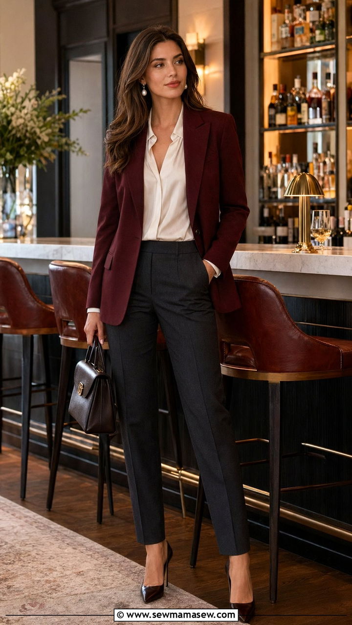 Wool Blazer With Silk Blouse - 35 Quiet luxury travel outfits