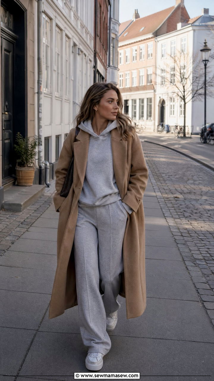 Wool Coat And Sweatpants Copenhagen Outfit - 35 Copenhagen outfits ideas