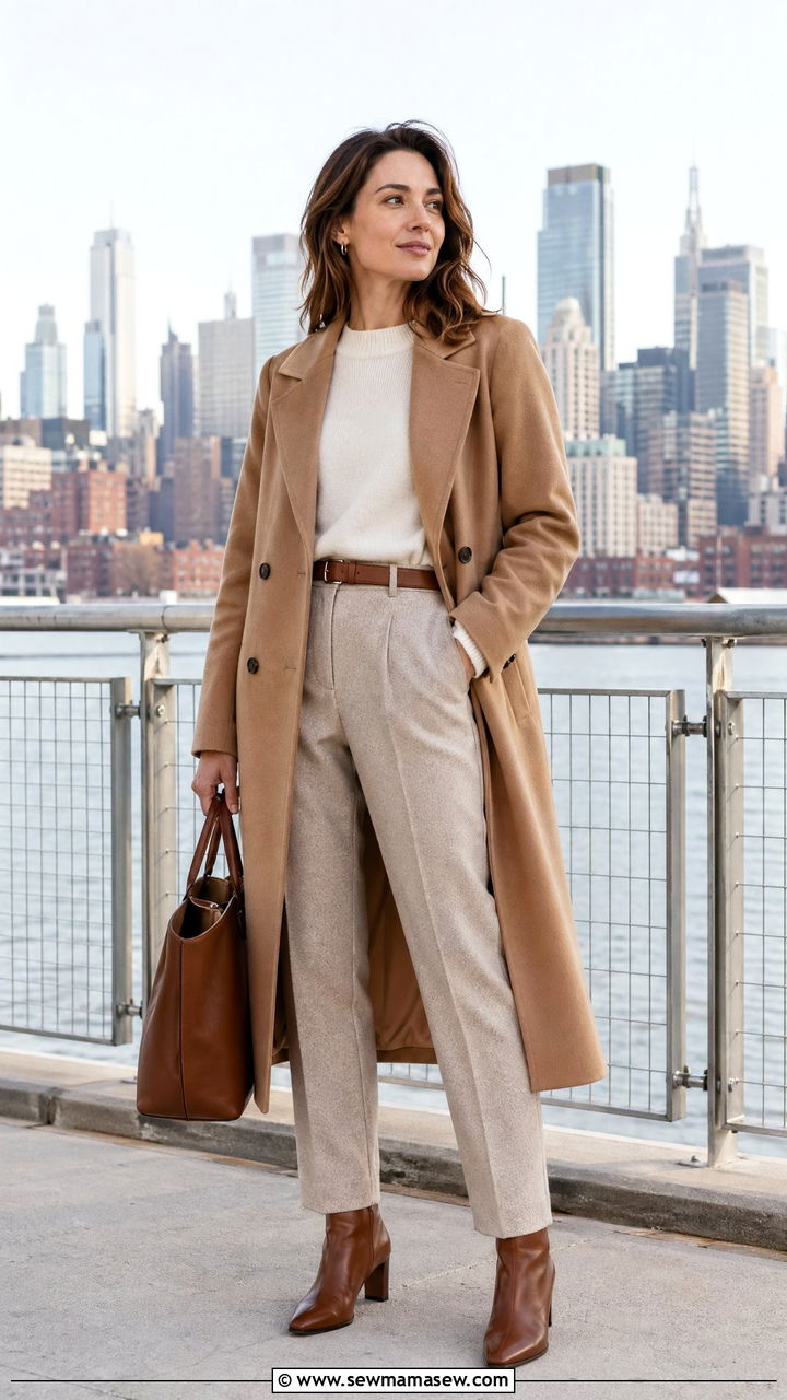 Wool Coat with a Cashmere Sweater and Wool Trousers - 35 Wool coat outfit ideas