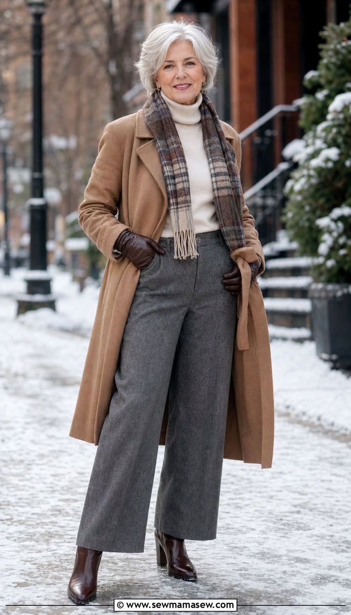 Wool Wide Leg Trousers Outfit Women Over 60 - 30 Best pants for women over 60