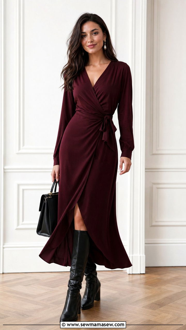 Wrap Dress And Knee High Boots For A Concert - 30 What to wear to a concert over 40
