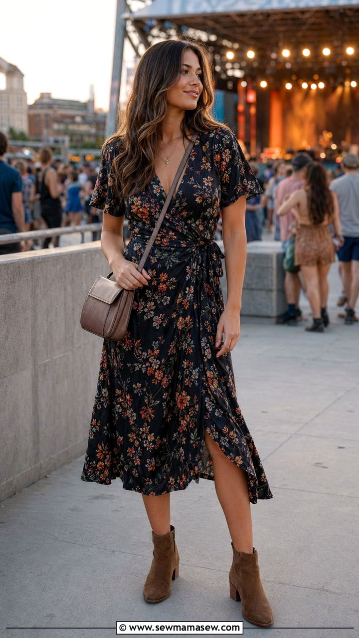 Wrap Dress With Ankle Boots - 30 Wrap dress outfit ideas for summer