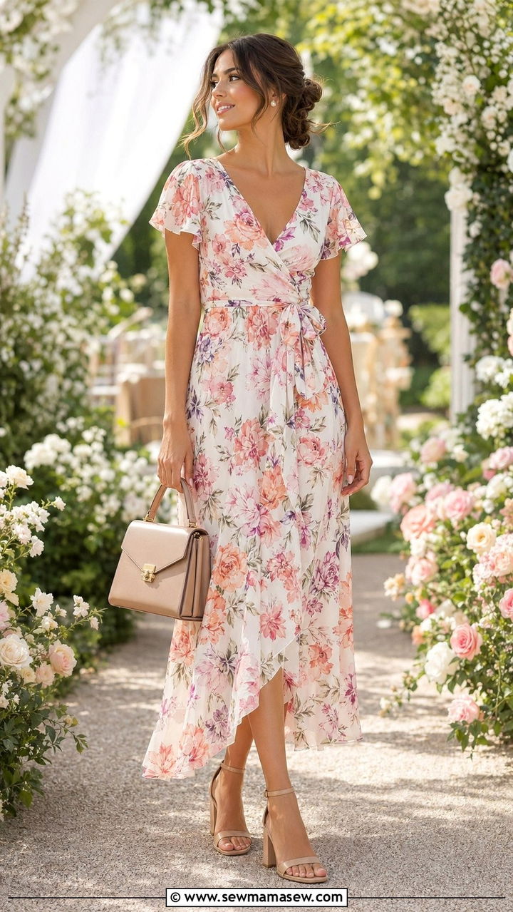 Wrap Dress With Block Heels - 30 Wrap dress outfit ideas for summer