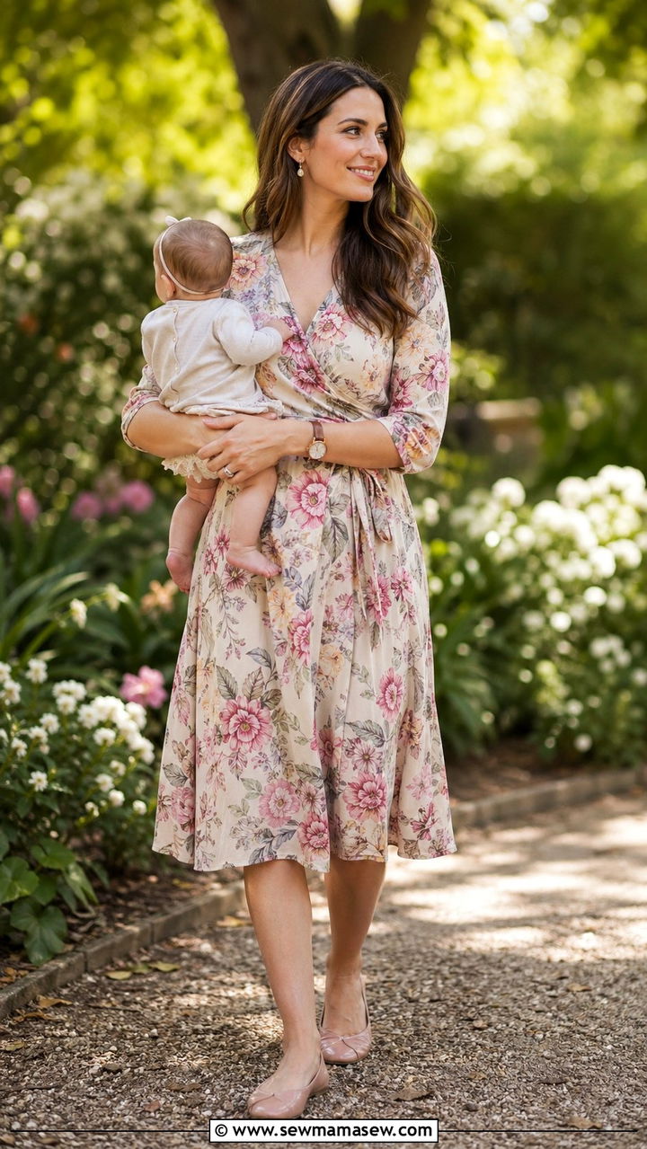 Wrap Dress With Flats Postpartum - 35 Postpartum outfit ideas