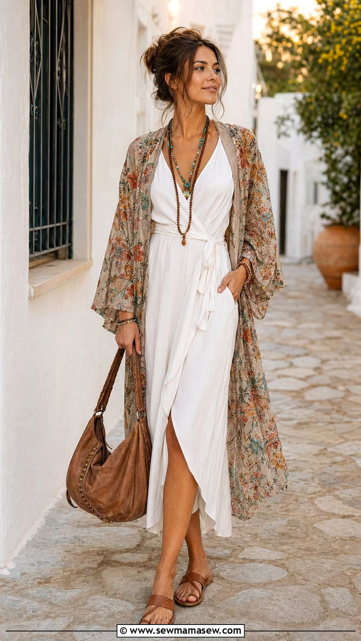 Wrap Dress With Kimono Cover Up - 30 Wrap dress outfit ideas for summer