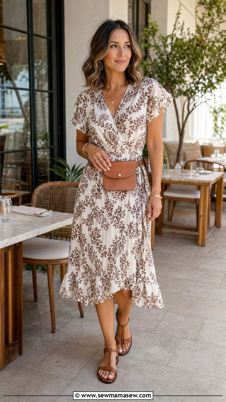 Wrap Dress With Leather Sandals - 30 Wrap dress outfit ideas for summer