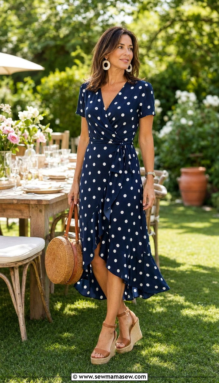 Wrap Dress and Espadrille Wedges - 30 What to wear to brunch over 40