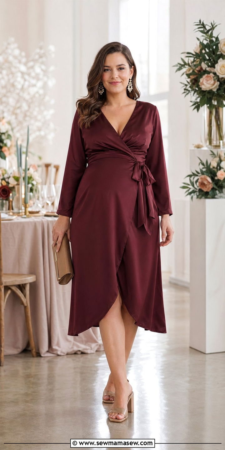 Wrap Dress and Low Heels Special Occasion Postpartum - 35 Postpartum outfit ideas