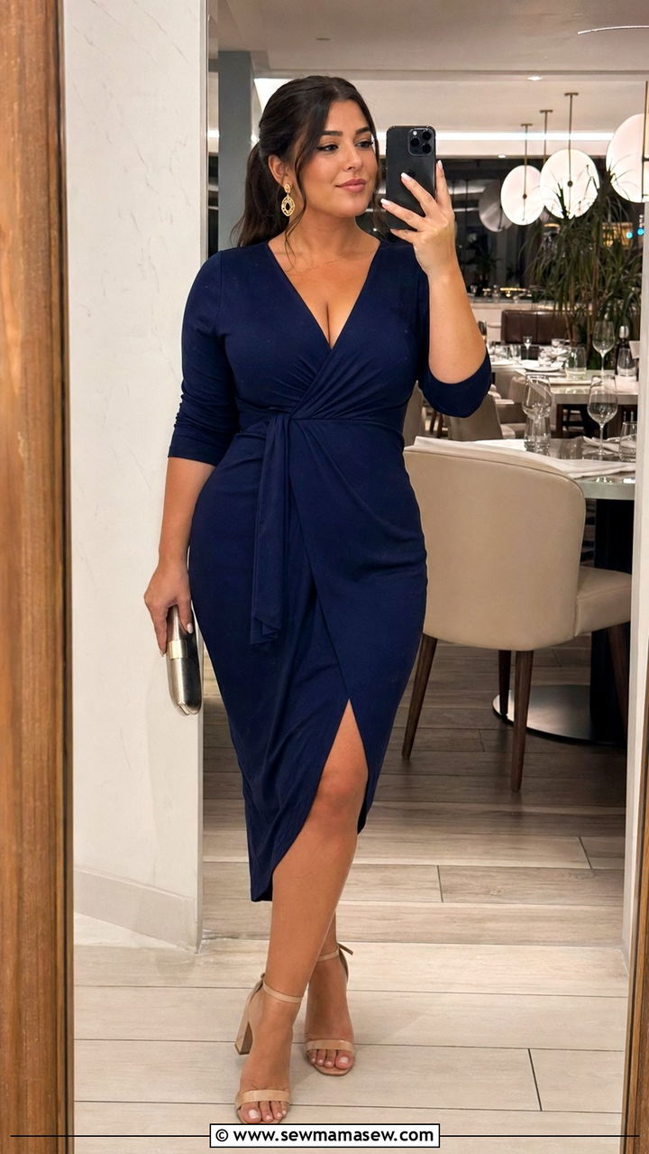 Wrap Dress with Block Heels Outfit Plus Size - 35 Plus size outfits for women over 40