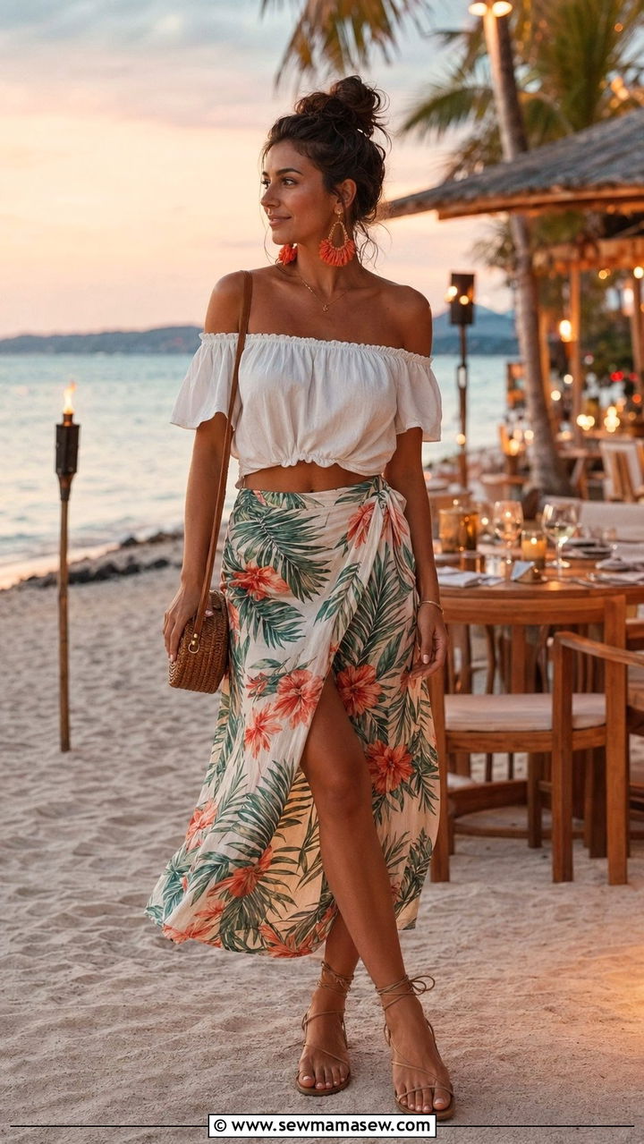 Wrap Skirt With An OffShoulder Top - 35 resort outfits for women