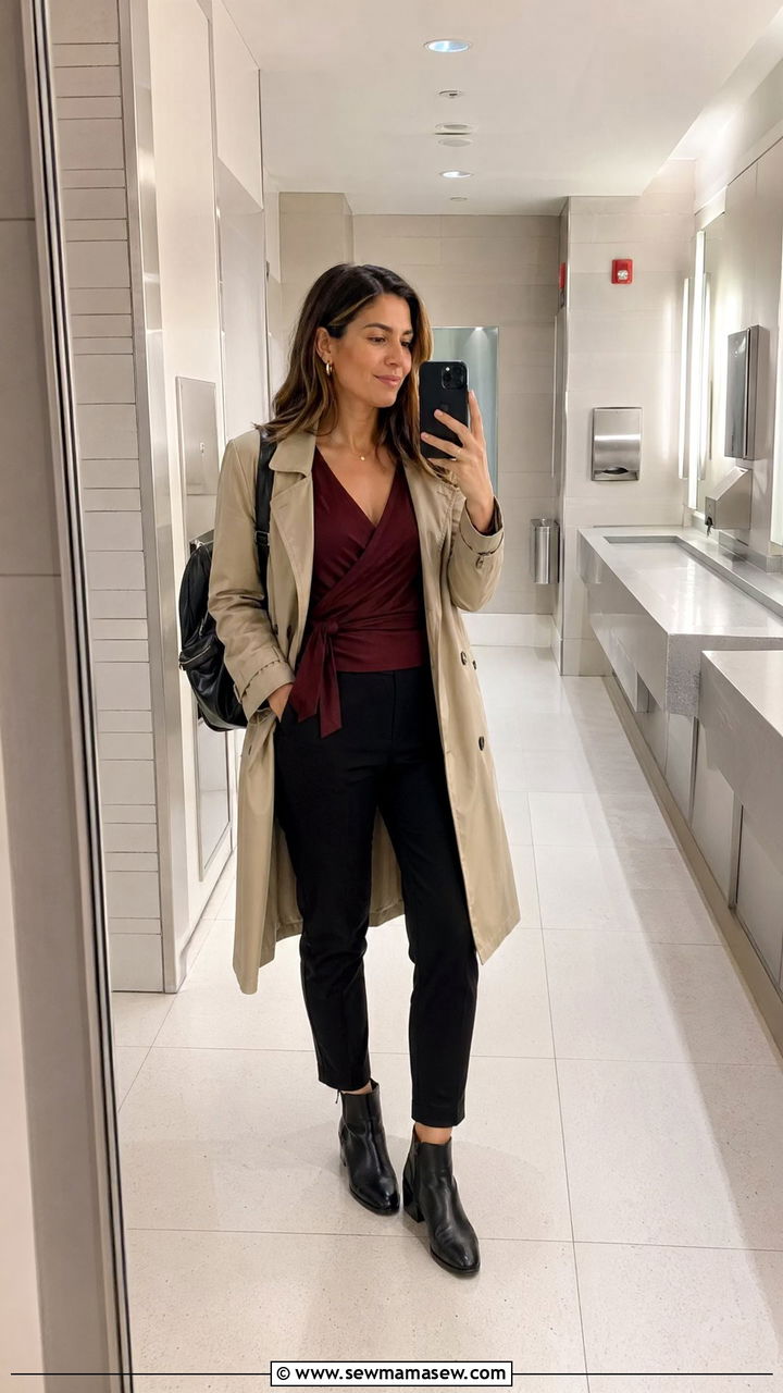 Wrap Top and Cigarette Pants Airport Outfit - 35 classy airport outfit ideas