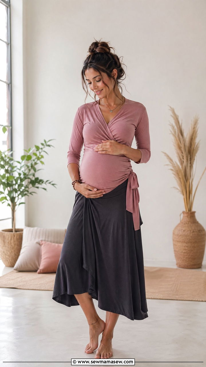 Wrap Top and Midi Yoga Skirt - 35 Yoga instructor outfit ideas