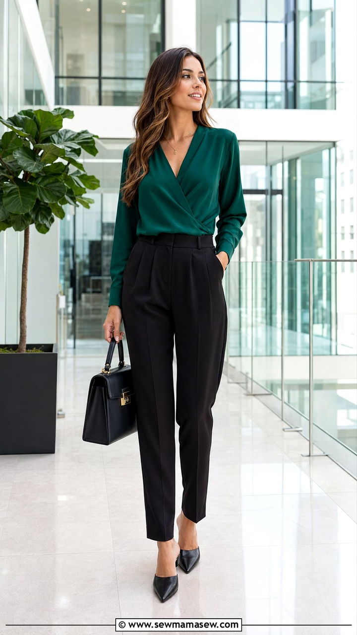 Wrap top with tailored trousers for tall women - 30 Best tops for tall women