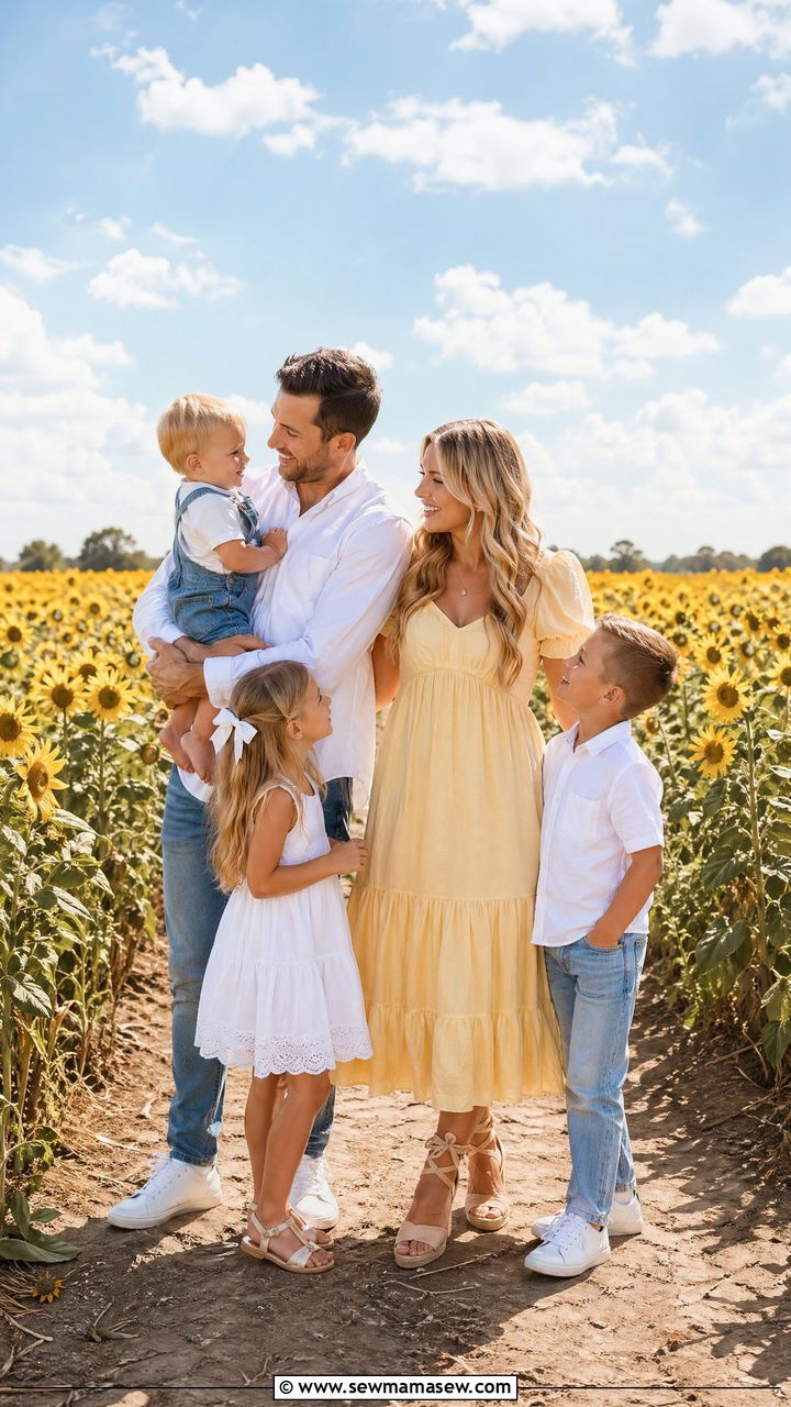 Yellow and White Summer Family Photo Outfits - 35 summer family photo outfit ideas