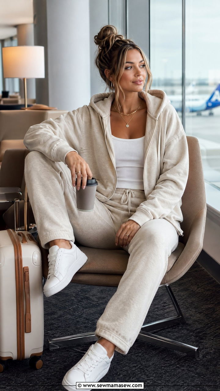 Zip Up Hoodie with Matching Sweatpants Set - 35 Zip up hoodie outfit ideas