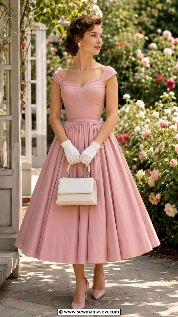 1950s Full Skirt Dress With Structured Handbag - 25 Vintage outfit ideas 2026