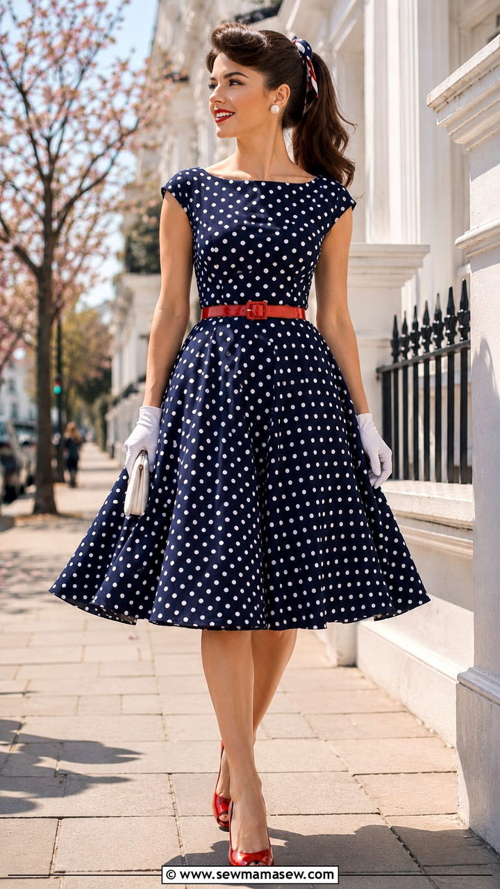 1950s Polka Dot Swing Dress - 30 Vintage wedding guest outfits
