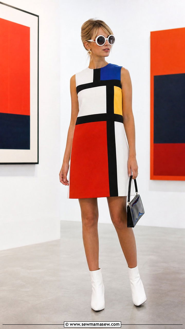 1960s Mod Shift Dress With White Ankle Boots - 30 summer vintage outfit ideas