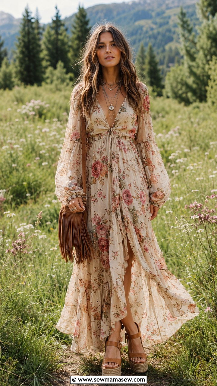 1970s Boho Maxi Dress - 30 Vintage wedding guest outfits