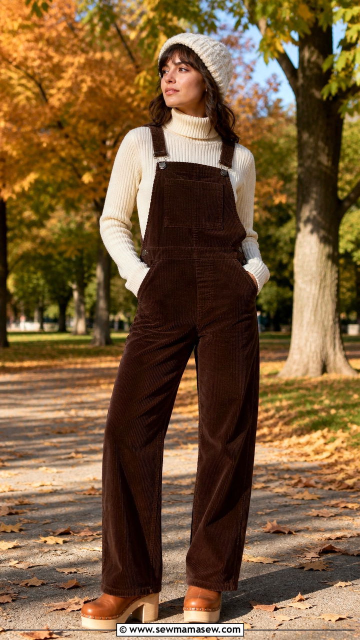 1970s Corduroy Overalls And Turtleneck - 40 Vintage outfit ideas