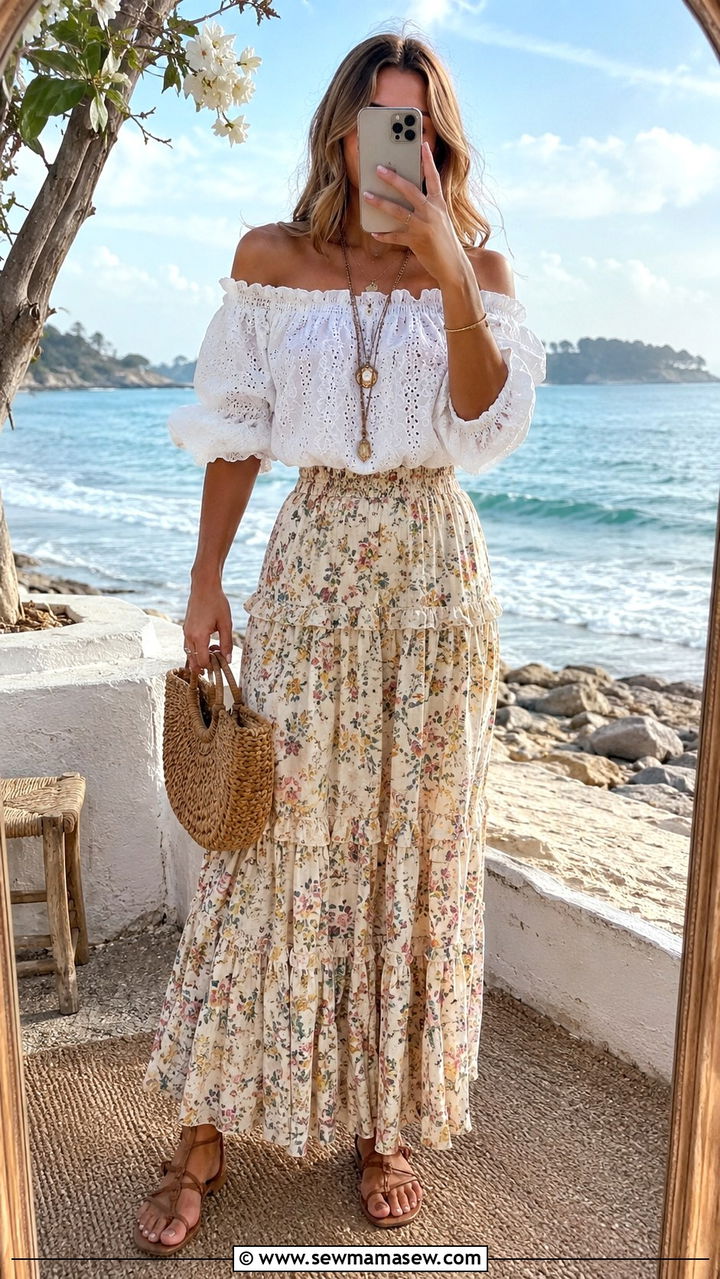 1970s Peasant Blouse and Maxi Skirt - 30 Vintage wedding guest outfits