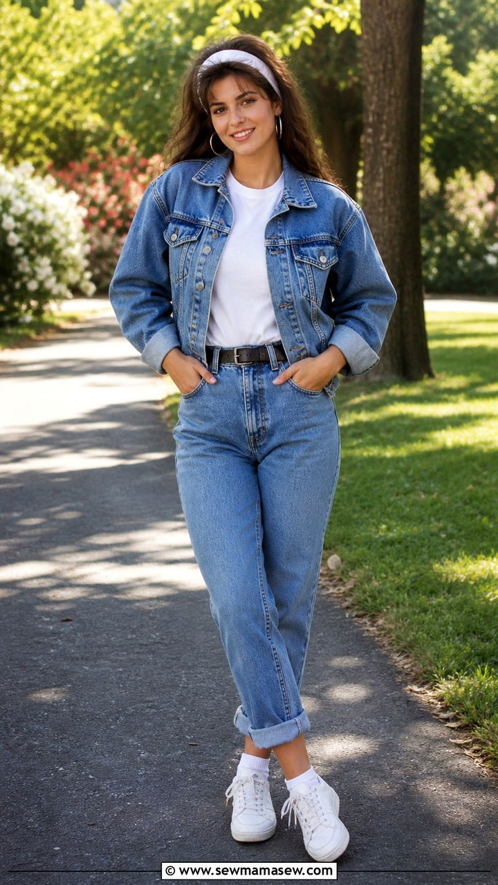 1980s Denim Jacket And Mom Jeans Outfit - 40 Vintage outfit ideas