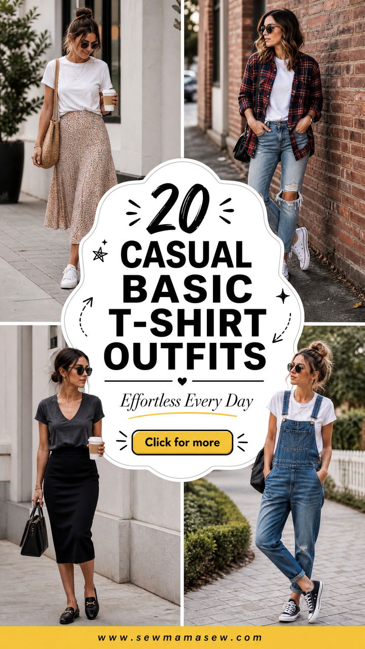 20 Casual Basic T-Shirt Outfits for Effortless Style - 20 Casual Basic T-Shirt Outfits for Effortless Style