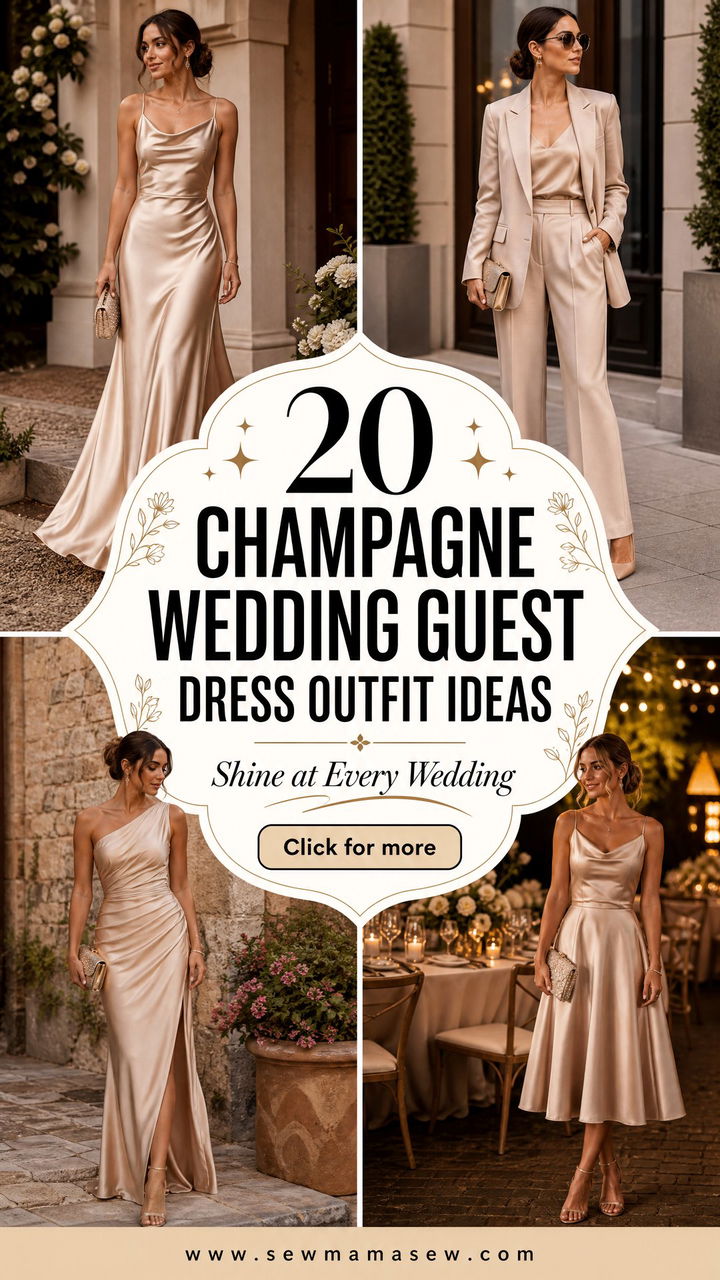 20 Champagne Wedding Guest Dress Outfit Ideas to Shine - 20 Champagne Wedding Guest Dress Outfit Ideas to Shine