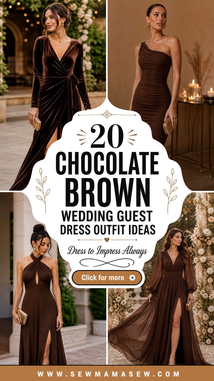 20 Chocolate Brown Wedding Guest Dress Outfit Ideas - 20 Chocolate Brown Wedding Guest Dress Outfit Ideas