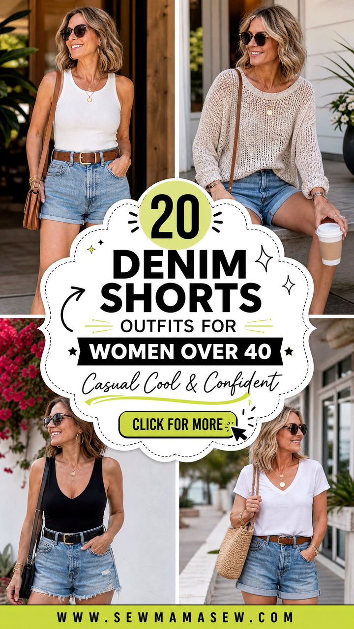 20 Denim Shorts Outfits for Women Over 40 to Try - 20 Denim Shorts Outfits for Women Over 40 to Try