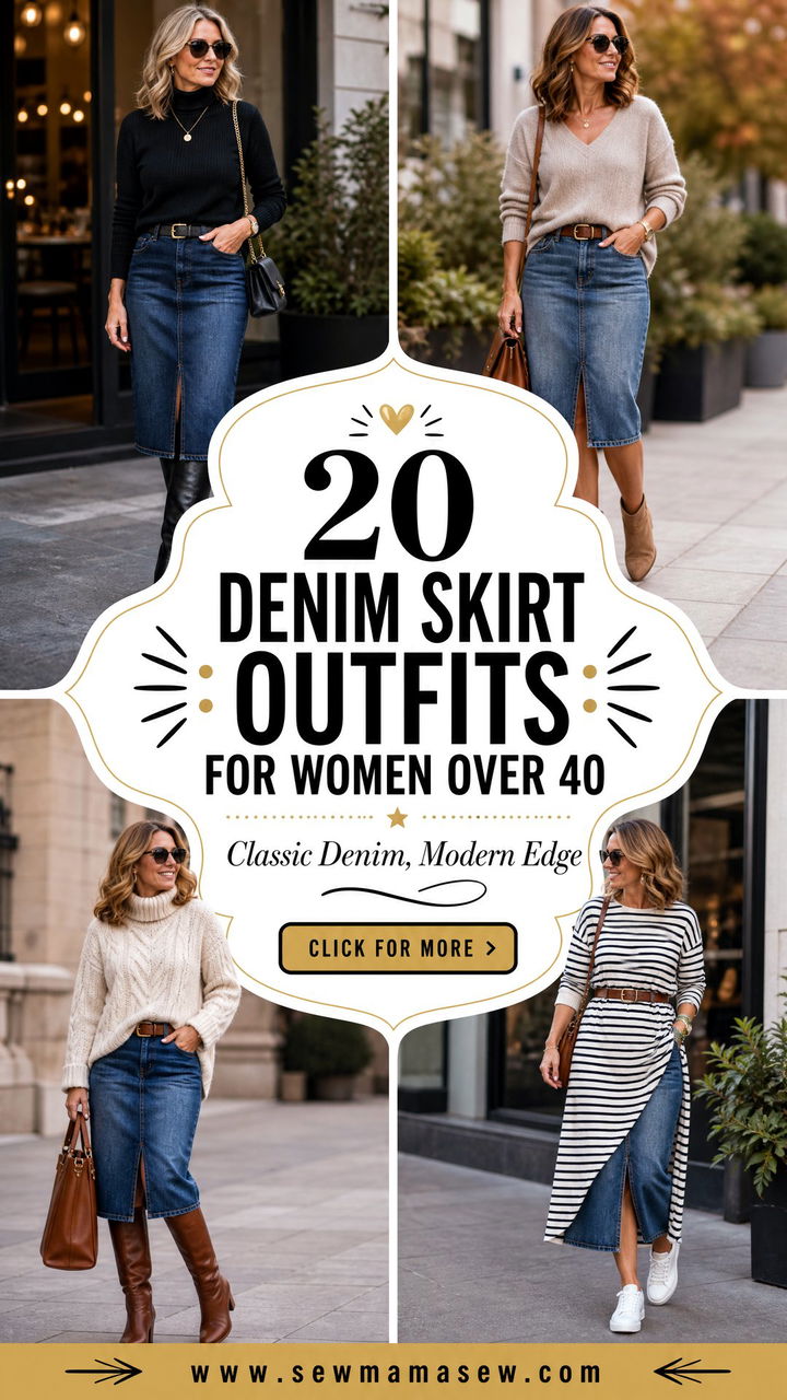 20 Denim Skirt Outfits for Women Over 40 to Copy - 20 Denim Skirt Outfits for Women Over 40 to Copy
