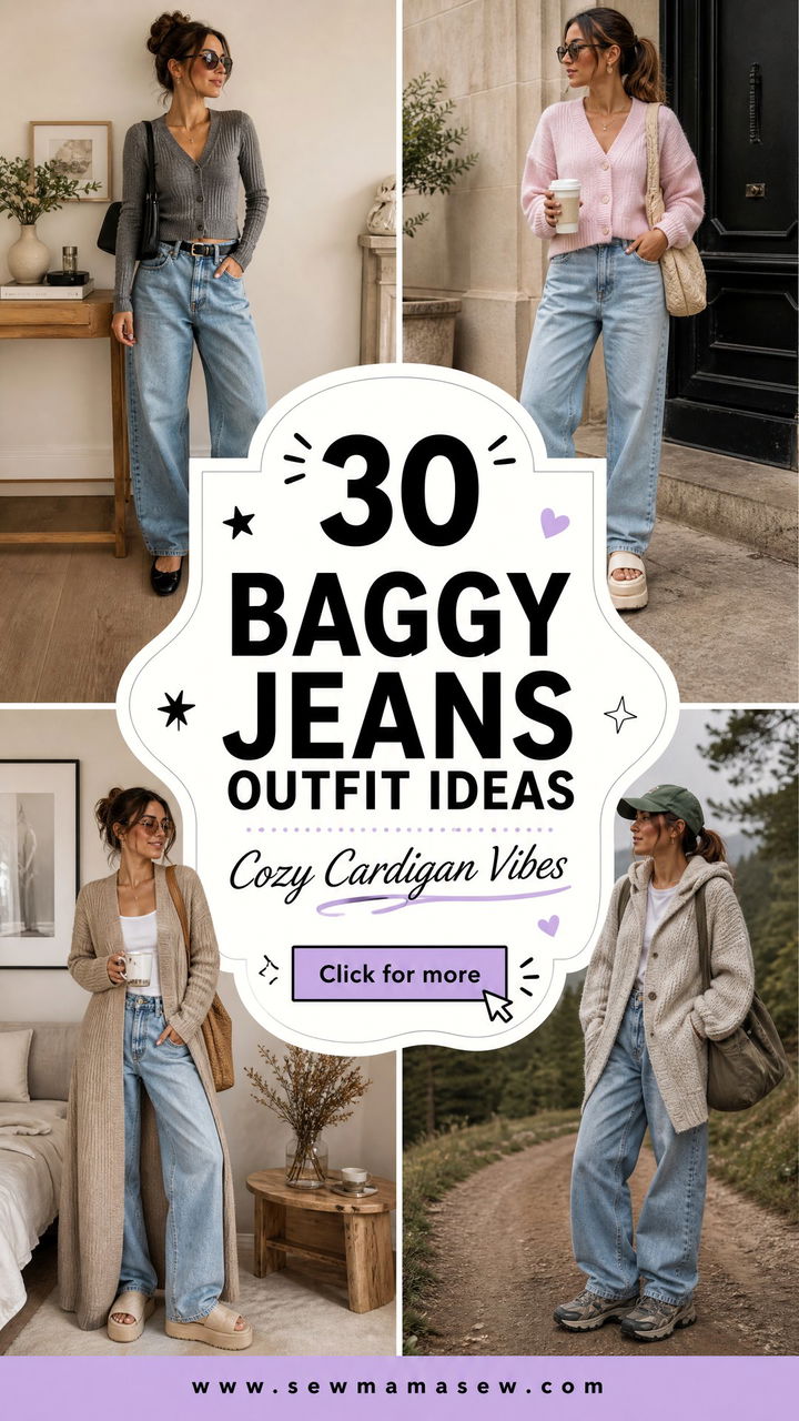 30 Baggy Jeans Outfit Ideas With a Cardigan to Try - 30 Baggy Jeans Outfit Ideas With a Cardigan to Try