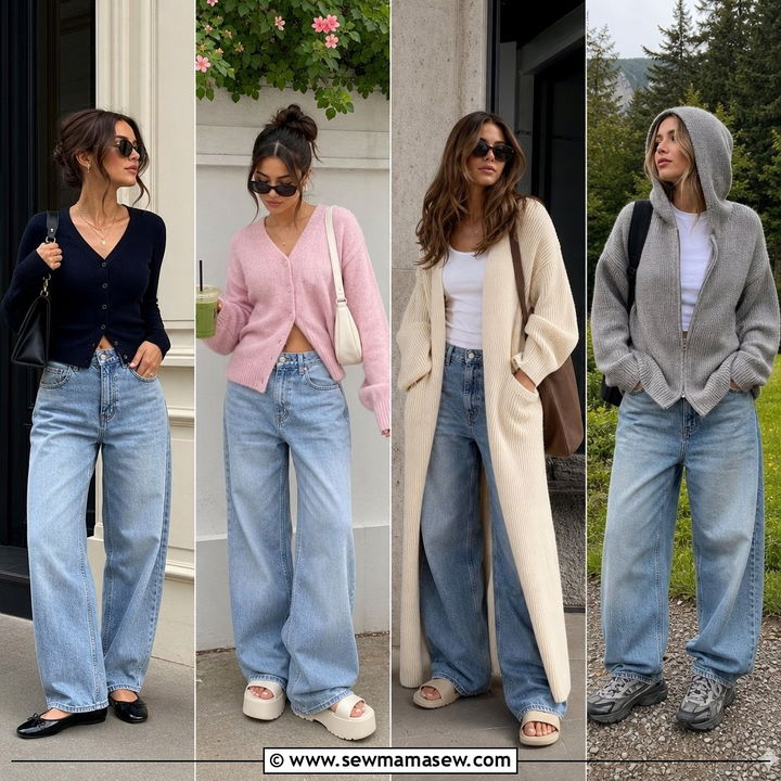 30 Baggy Jeans Outfit Ideas With a Cardigan to Try