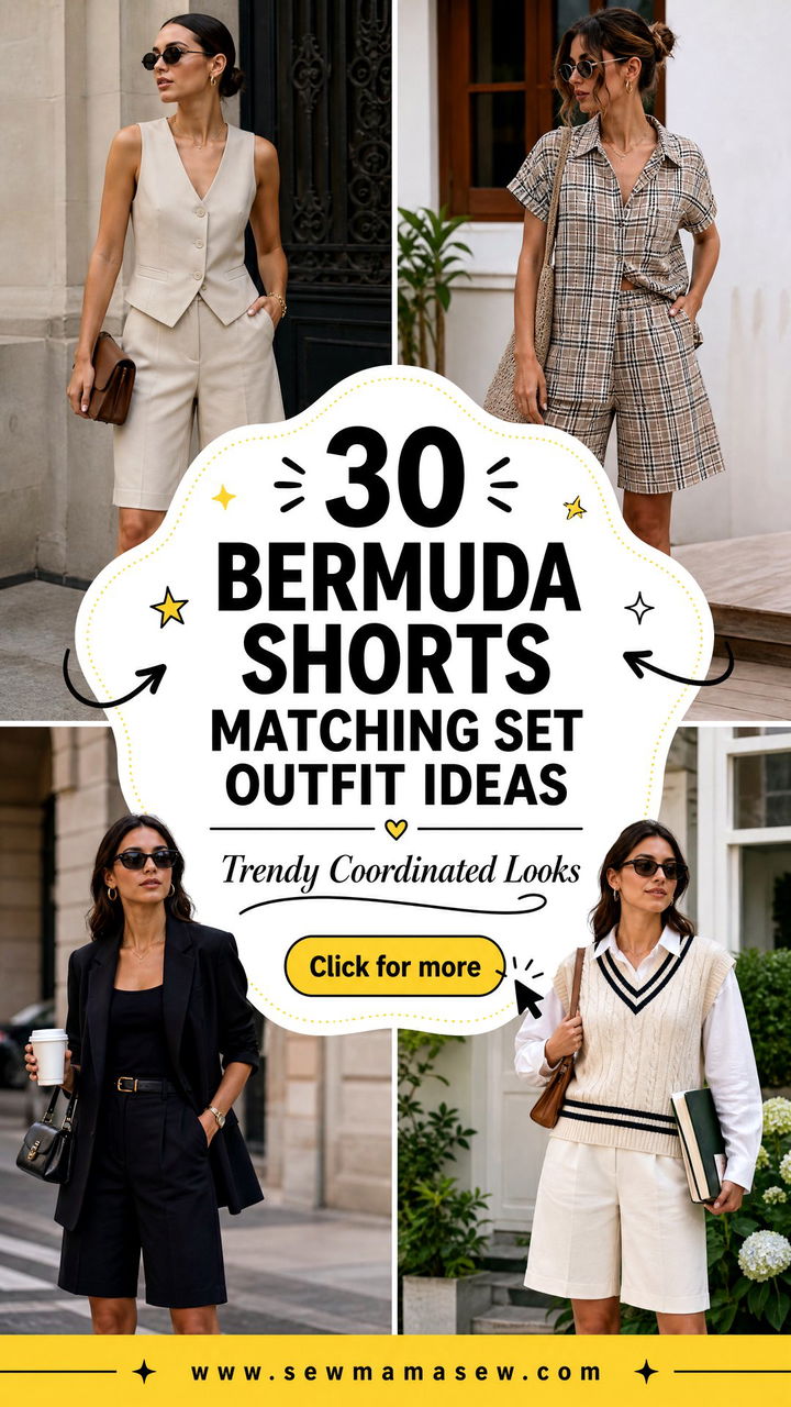 30 Bermuda Shorts Matching Set Outfit Ideas to Try - 30 Bermuda Shorts Matching Set Outfit Ideas to Try