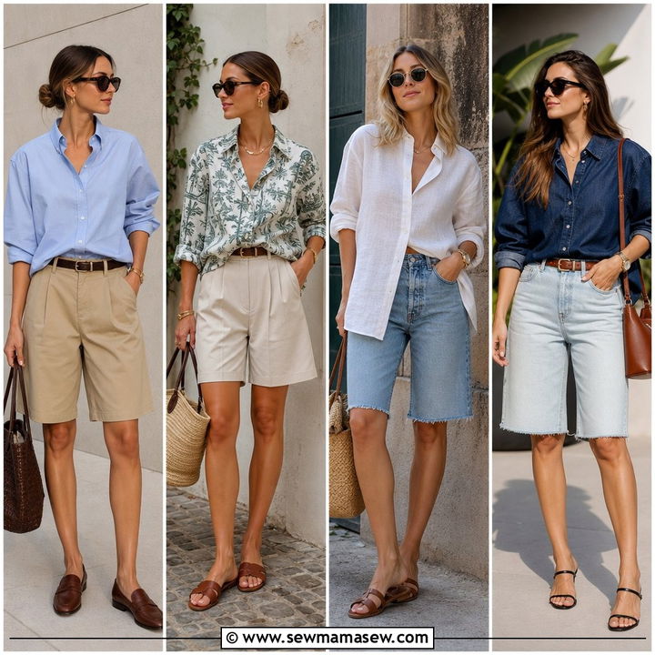 30 Bermuda Shorts Outfit Ideas With a Button Down