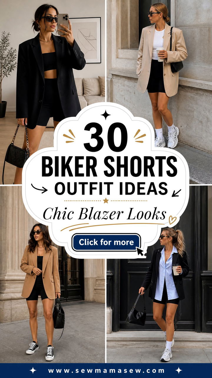 30 Biker Shorts Outfit Ideas With a Blazer Chic Looks - 30 Biker Shorts Outfit Ideas With a Blazer: Chic Looks