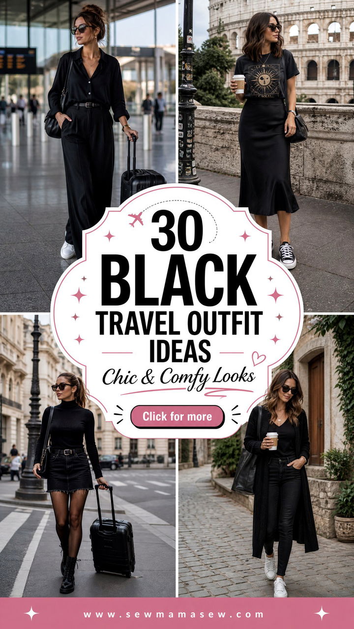 30 Black Outfit Ideas for Travel Chic and Comfy Looks - 30 Black Outfit Ideas for Travel: Chic & Comfy Looks