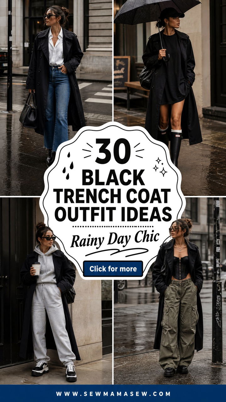 30 Black Trench Coat Outfit Ideas for Rainy Days - 30 Black Trench Coat Outfit Ideas for Rainy Days