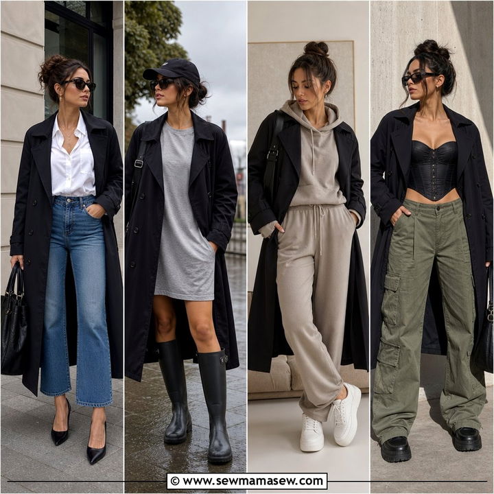 30 Black Trench Coat Outfit Ideas for Rainy Days